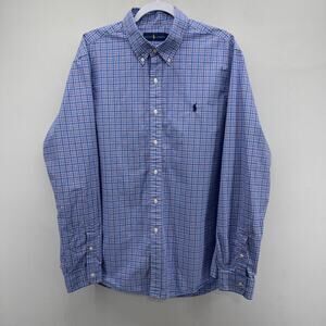 Ralph Lauren Button Down Shirt Mens‎ XL Blue Purple Plaid Long Sleeve Cotton